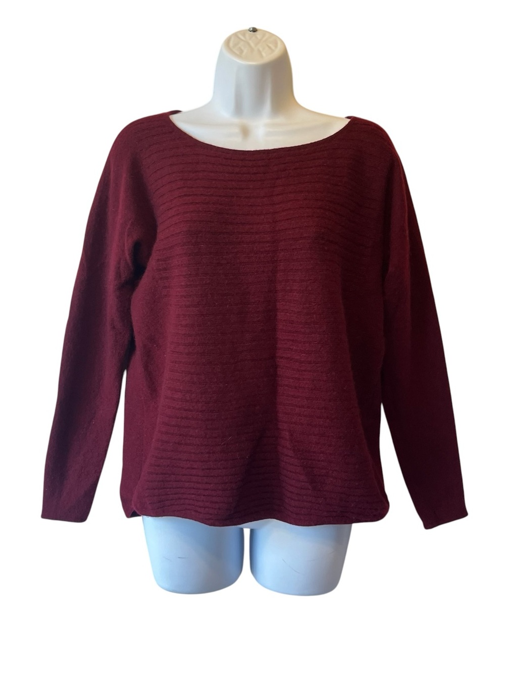 Charter Club sweater 100% Cashmere XS Burgundy Ribbed knit Boatneck Pullover